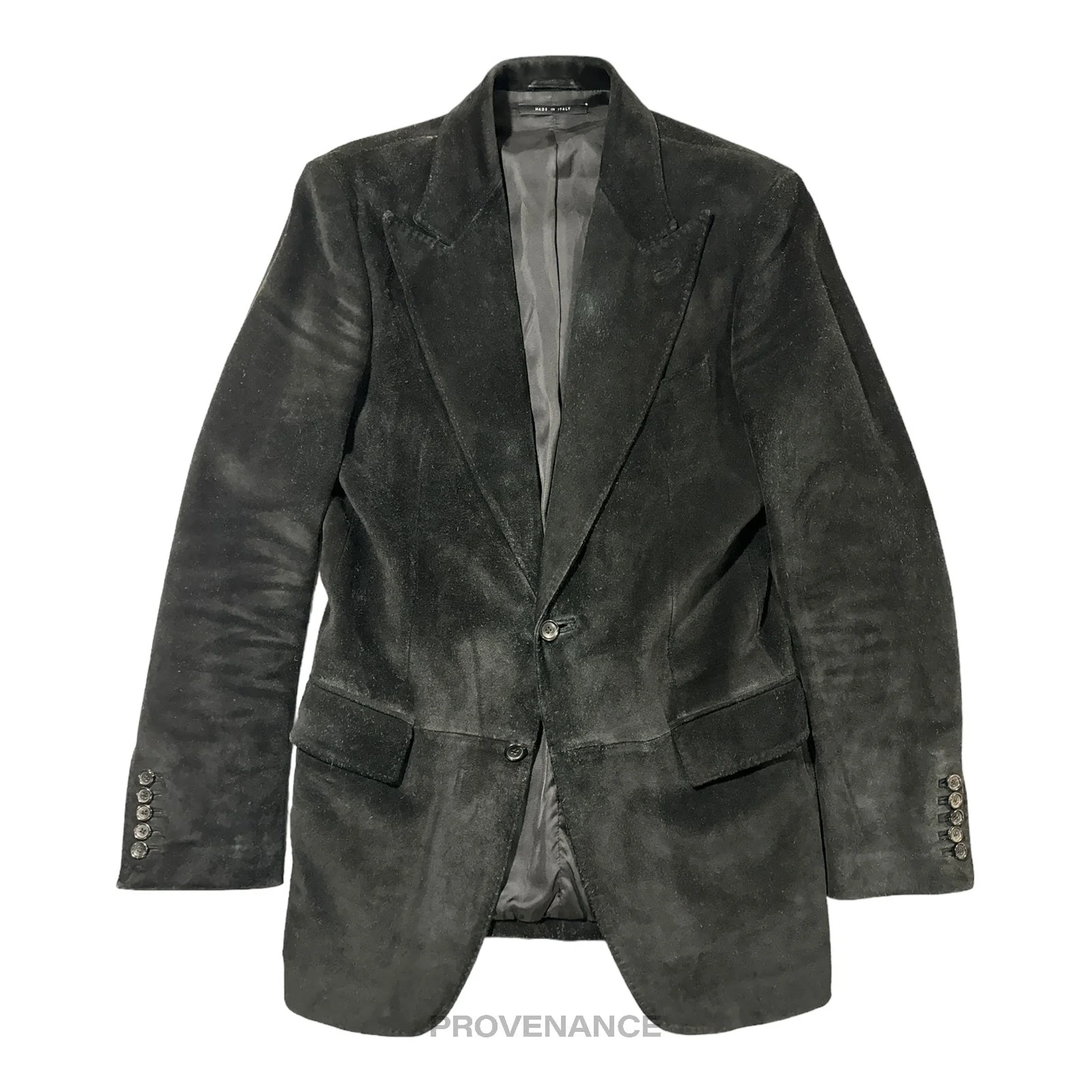 Gucci Heavy Suede Peak Lapel Coat Tom Ford - Black 46 36 - 1