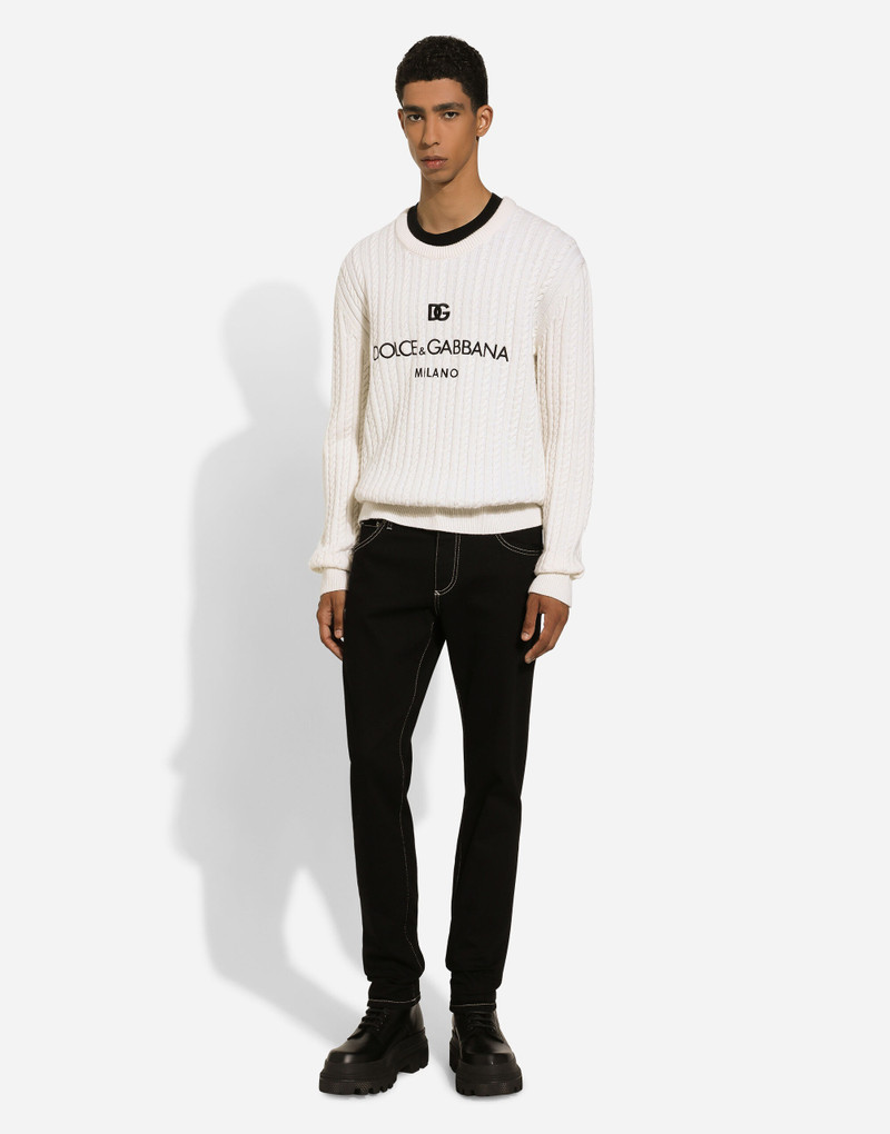 Dolce & Gabbana Wool round-neck sweater with logo embroidery outlook