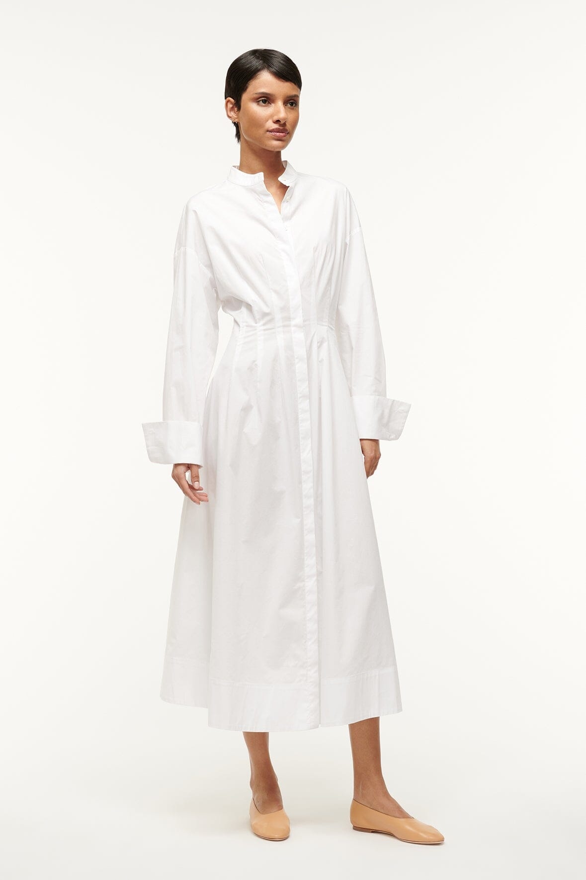 STAUD MIDI LORENZA DRESS WHITE - 3