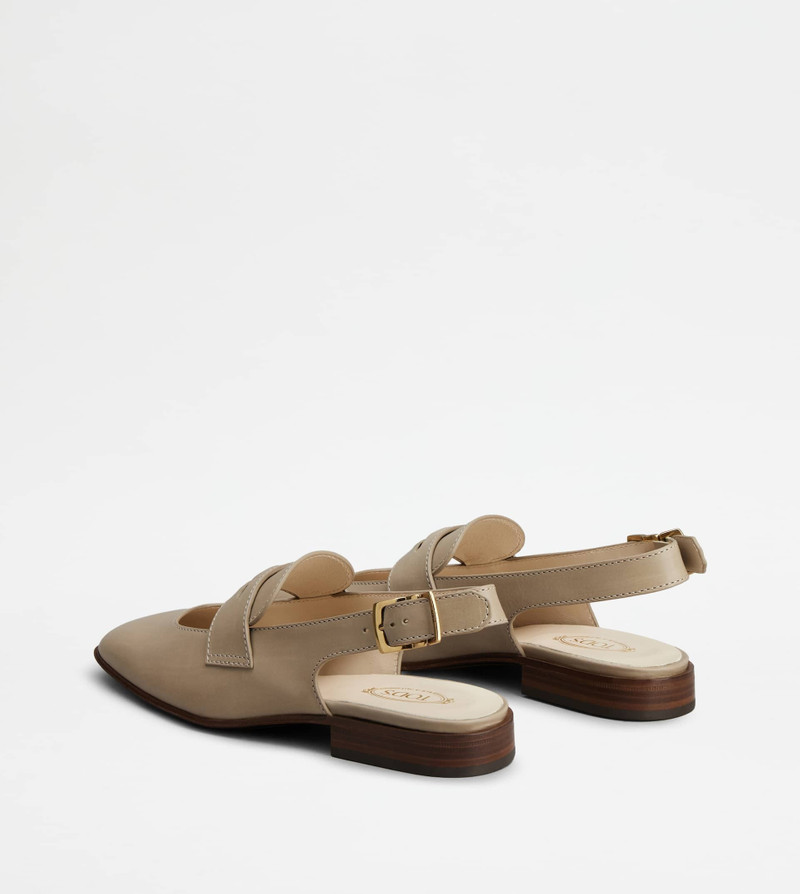 Tod's SLINGBACK LOAFERS IN LEATHER - GREY outlook