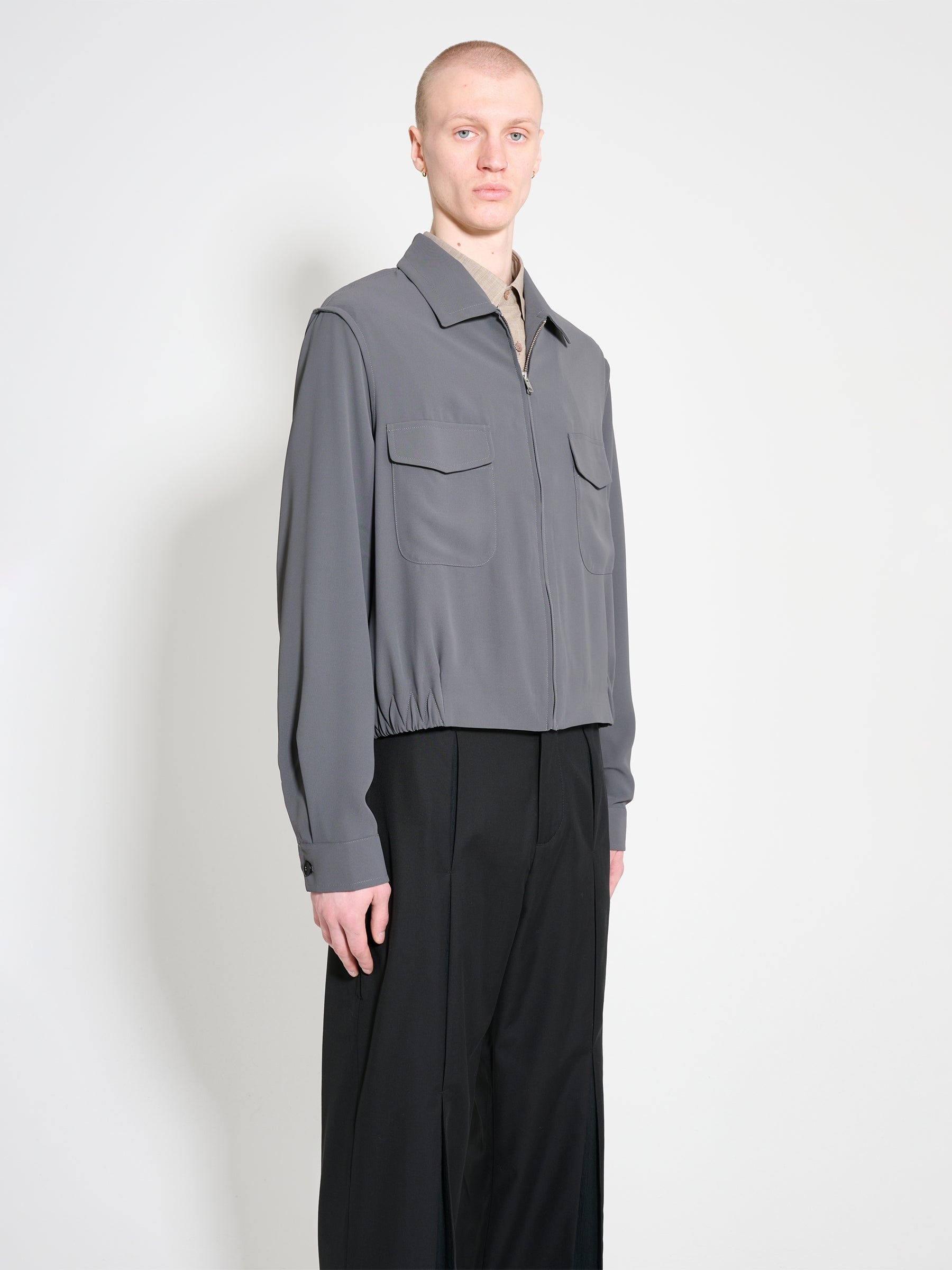 RANDOM IDENTITIES SIMMO VINTAGE ZIP UP BLOUSON GREY - 3
