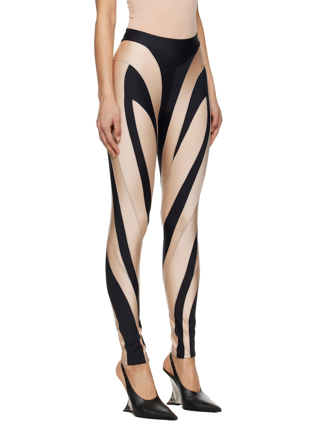 Black & Beige Spiral Leggings - 2