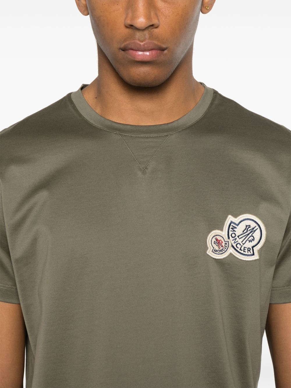 double-logo-patch cotton T-shirt - 4