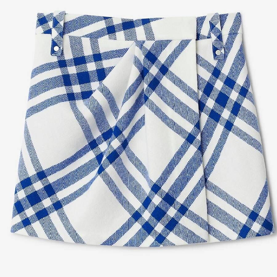 Burberry Pleat Detail Check Wool Mini Skirt - 5