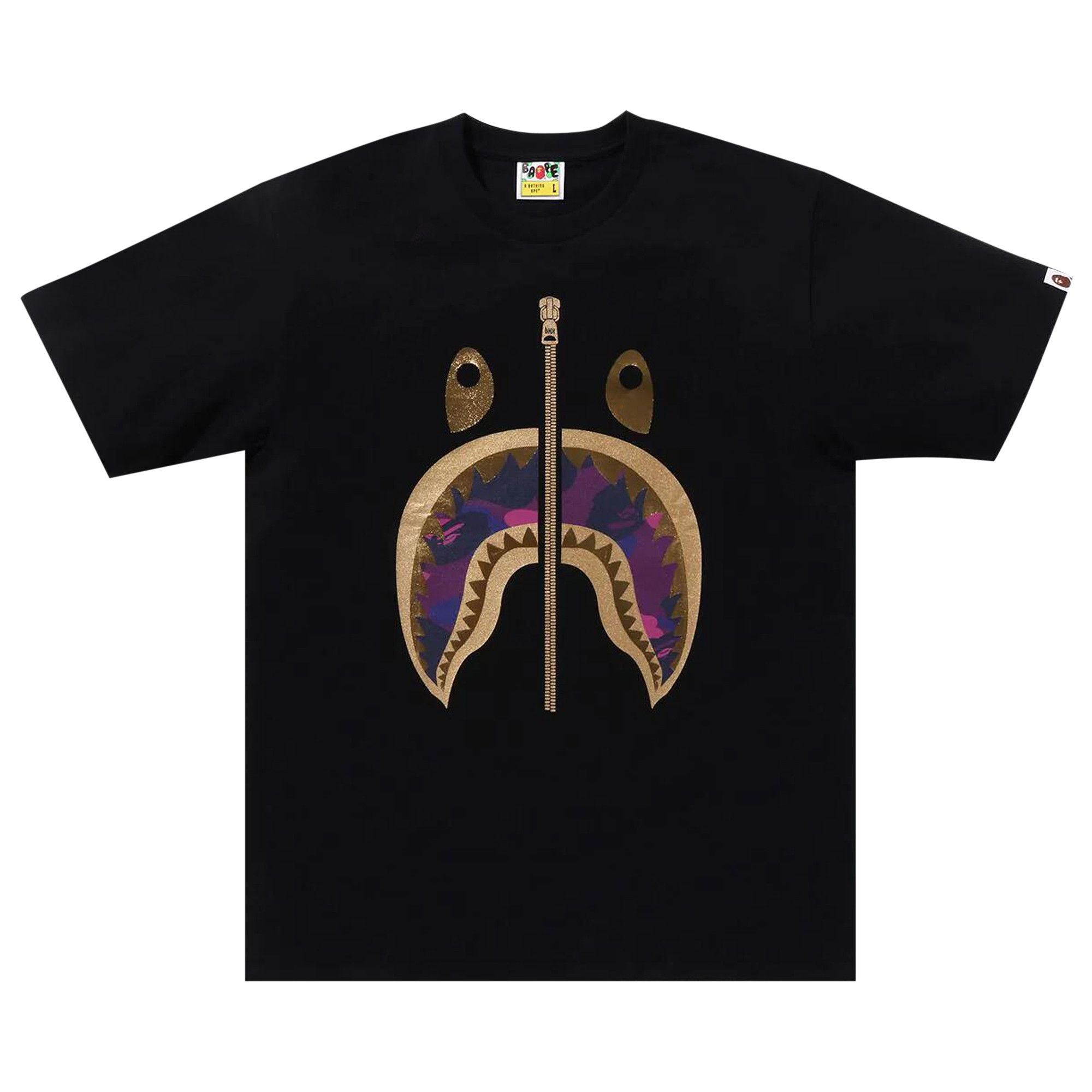 BAPE Color Camo Shark Tee 'Black/Purple' - 1