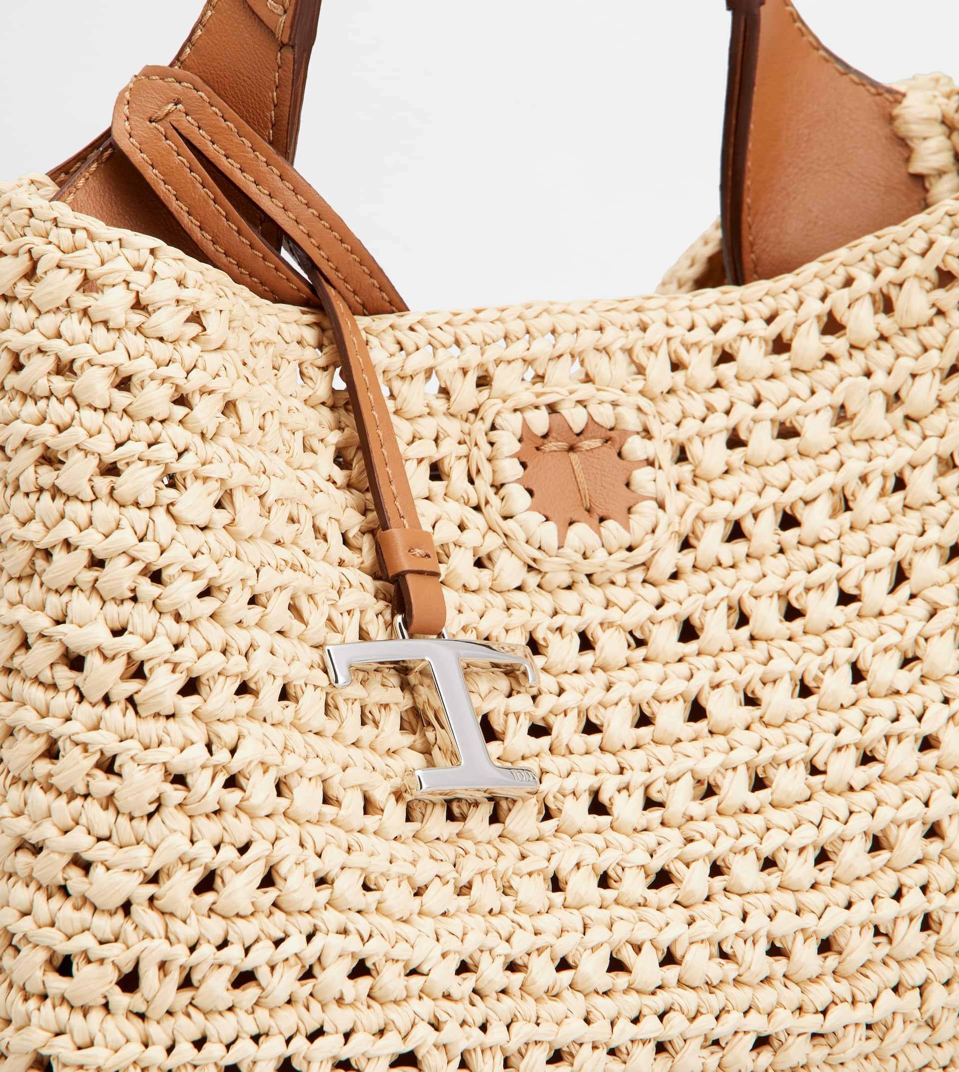 BAG IN RAFFIA AND LEATHER MICRO - BEIGE, BROWN - 7