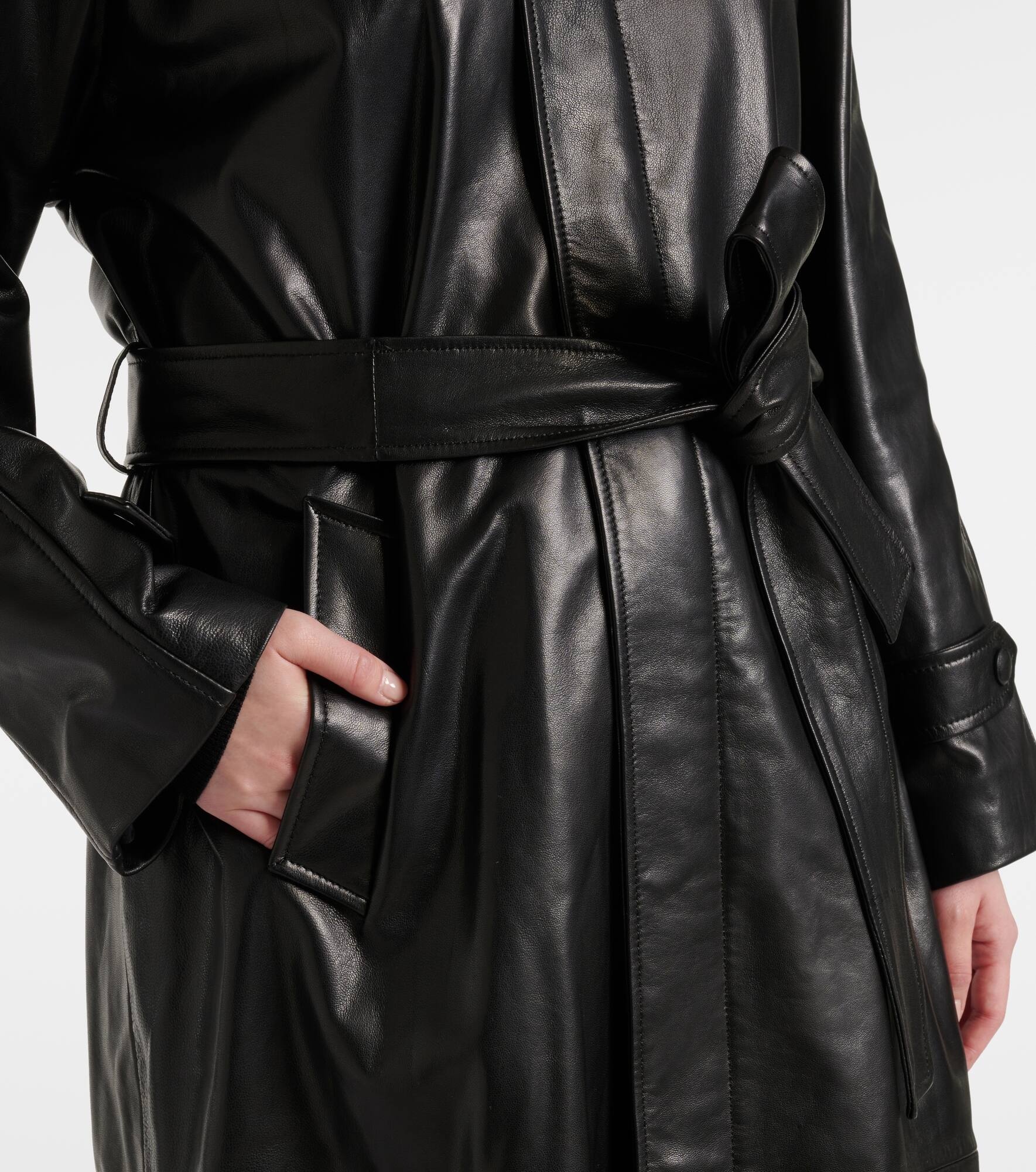 Isolde belted leather coat - 5