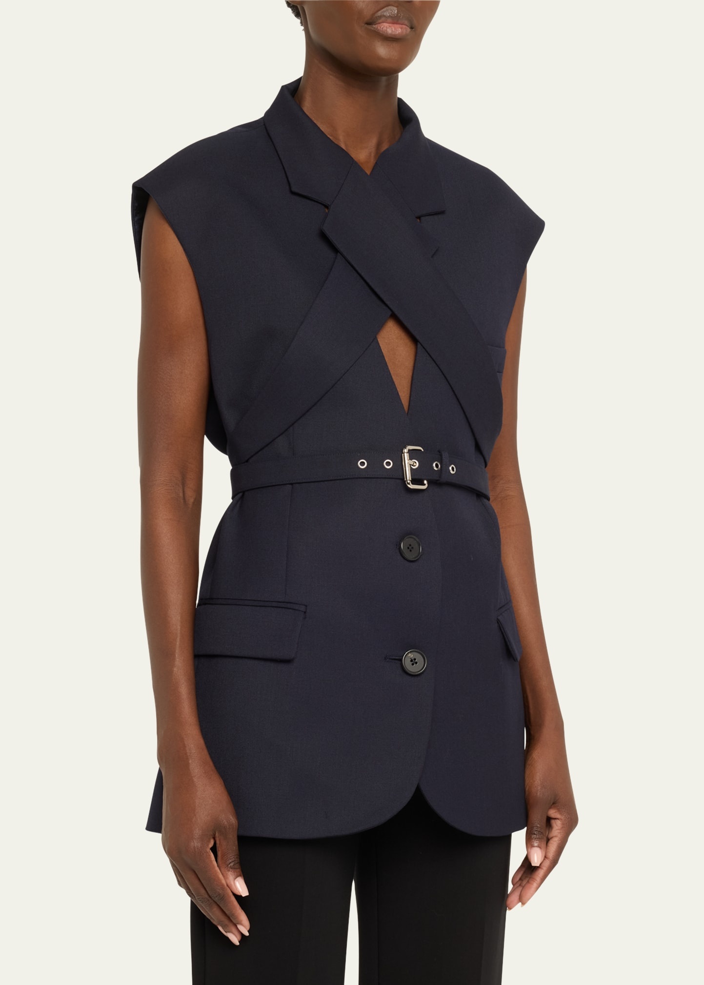 Belted Crisscross Jacket Vest - 4