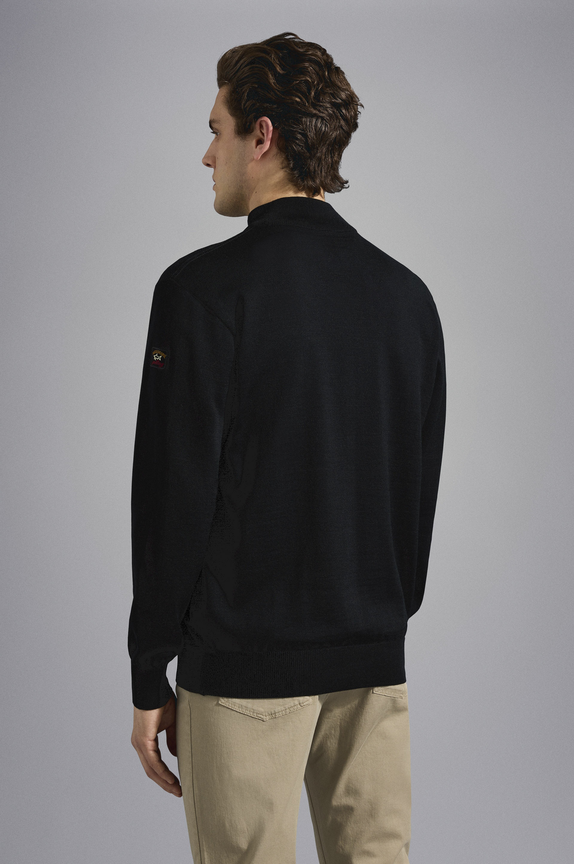 MERINO WOOL FULL ZIP SWEATER WITH ICONIC BADGE - 3