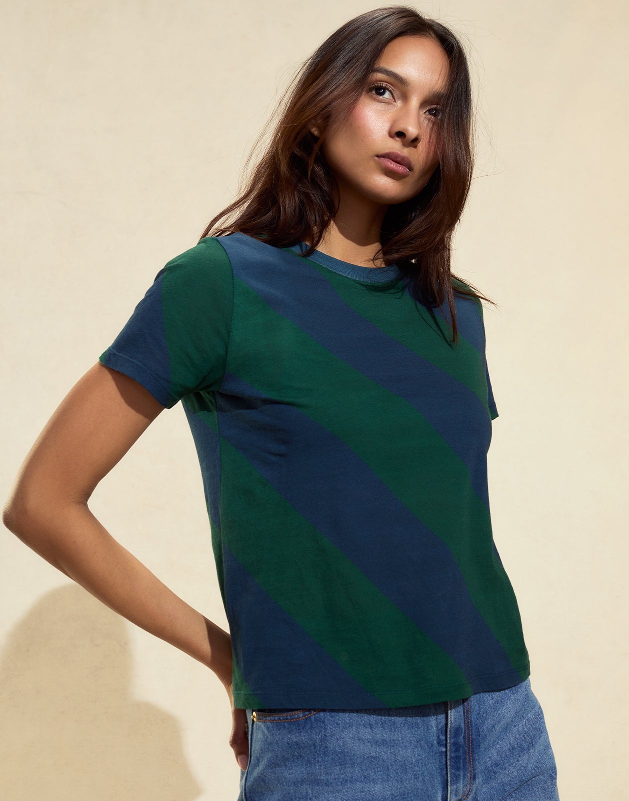 Diagonal Stripe Tee - 4