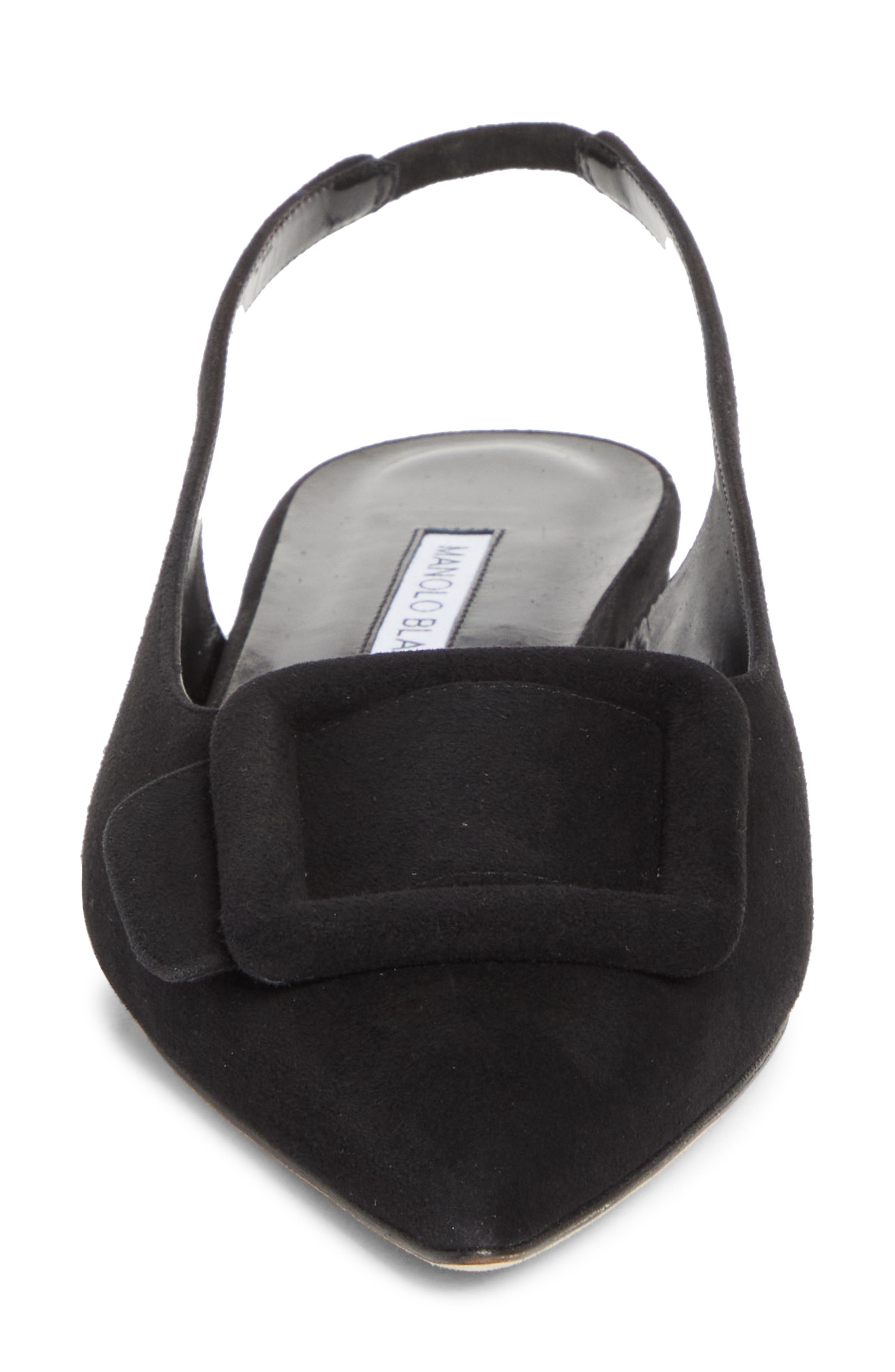 Manolo Blahnik Maylura Buckle Pointed Toe Slingback Flat in Black at Nordstrom - 4