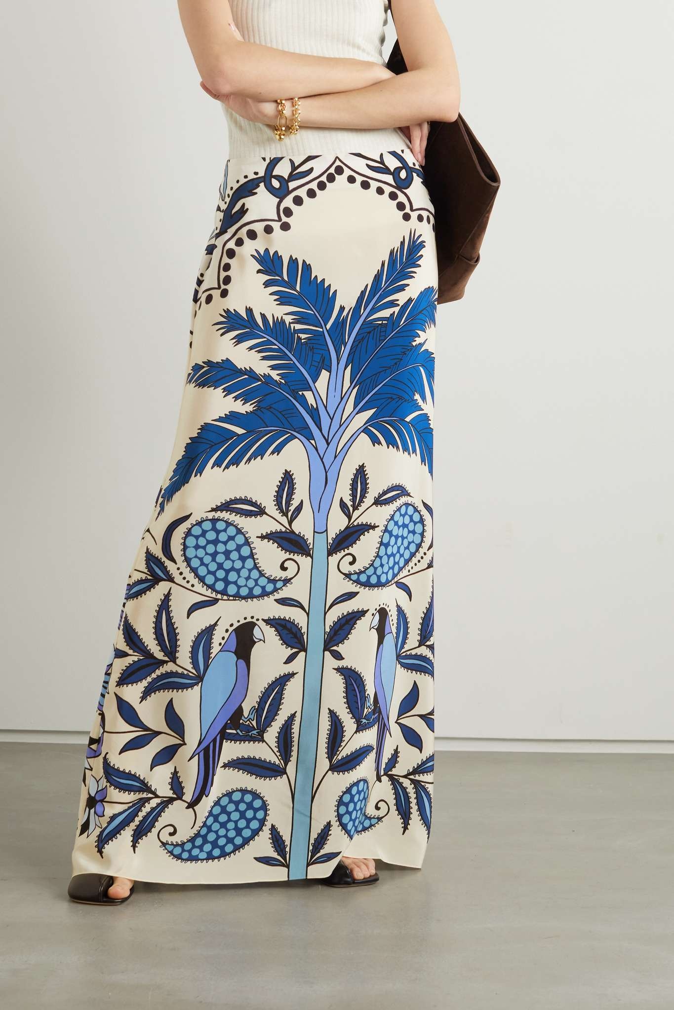 + NET SUSTAIN Cumbia Sobre El Mar printed silk crepe de chine maxi skirt - 3