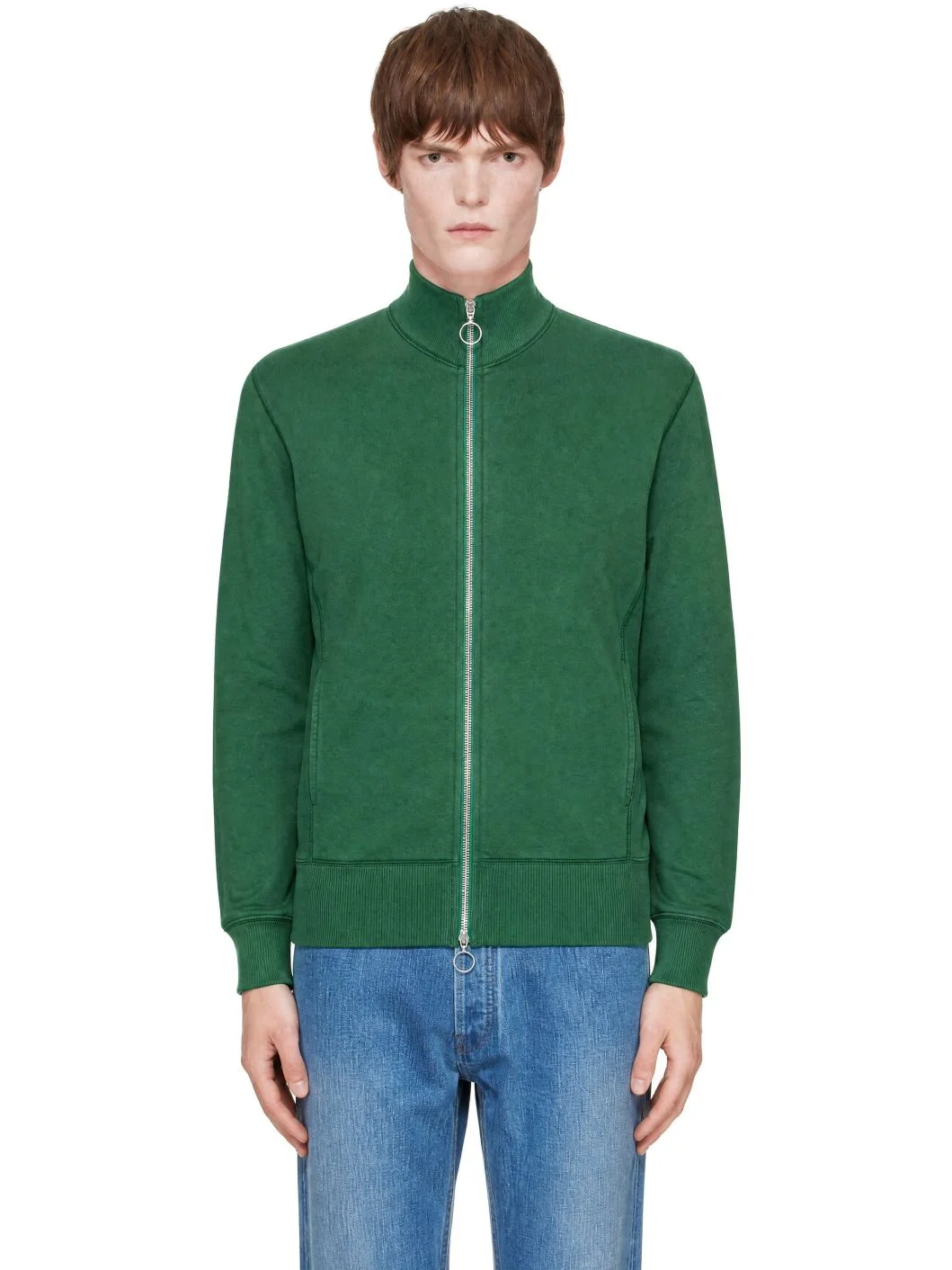 Green Cotton Zip Through Track Jacket - 1