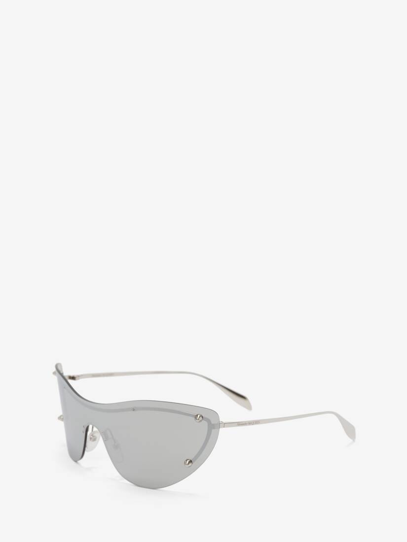 Women's Spike Studs Cat-eye Mask Sunglasses in Silver - 2