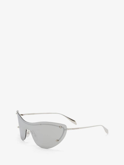 Alexander McQueen Women's Spike Studs Cat-eye Mask Sunglasses in Silver outlook
