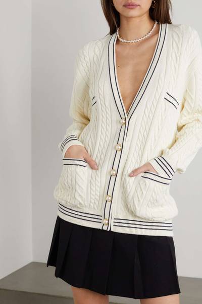 Alessandra Rich Oversized cable-knit cotton-blend cardigan outlook