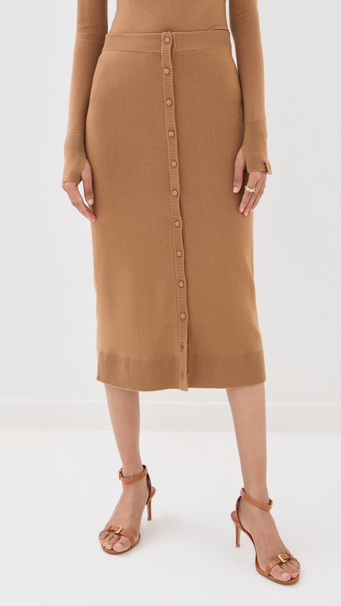 Button Detail Midi Skirt - 6