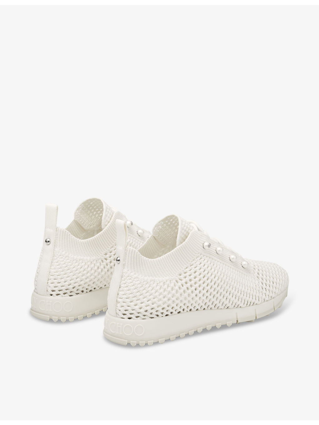 Veles pearl-embellished knitted low-top trainers - 4