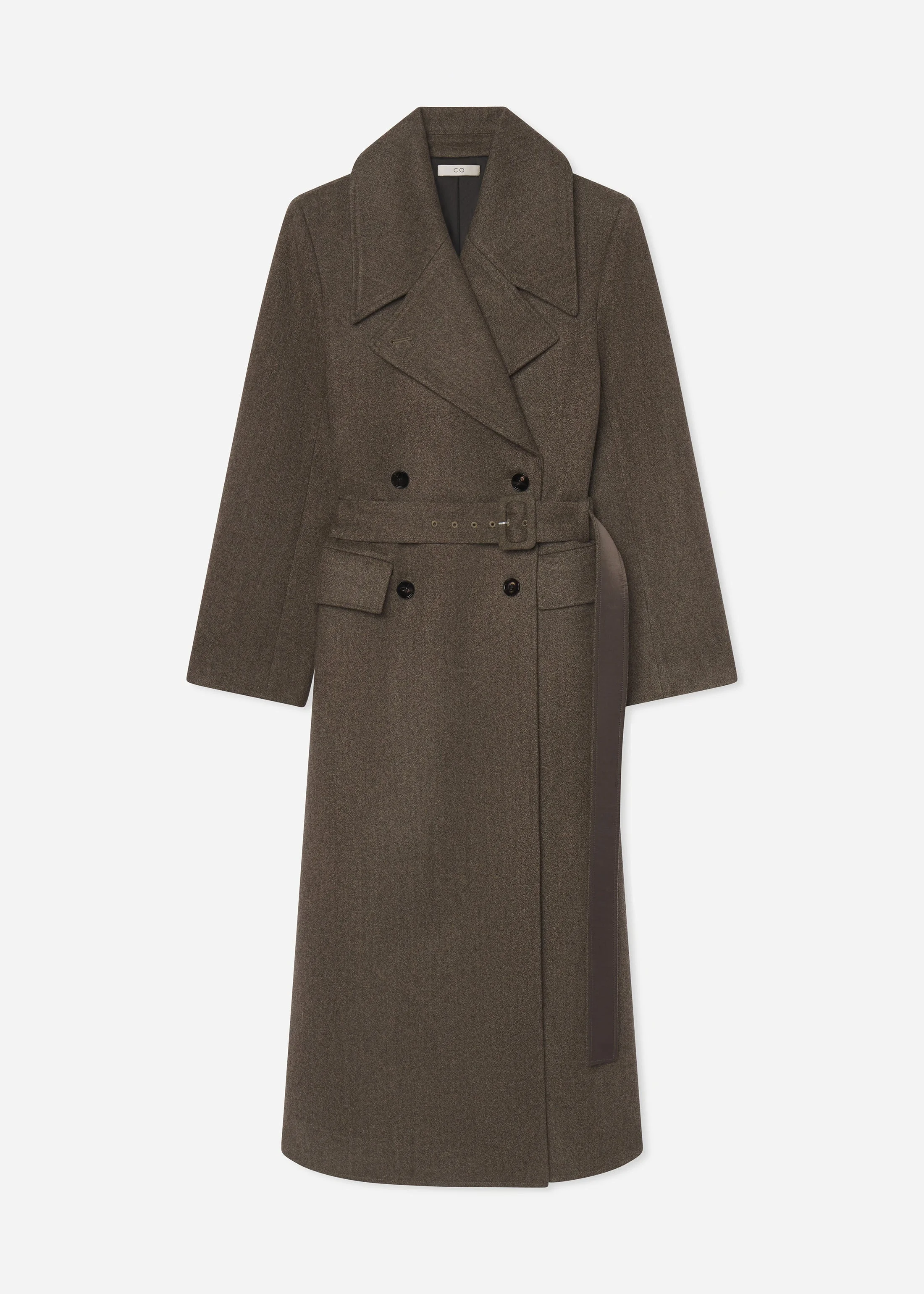 Belted Peacoat in Melange Wool - 1