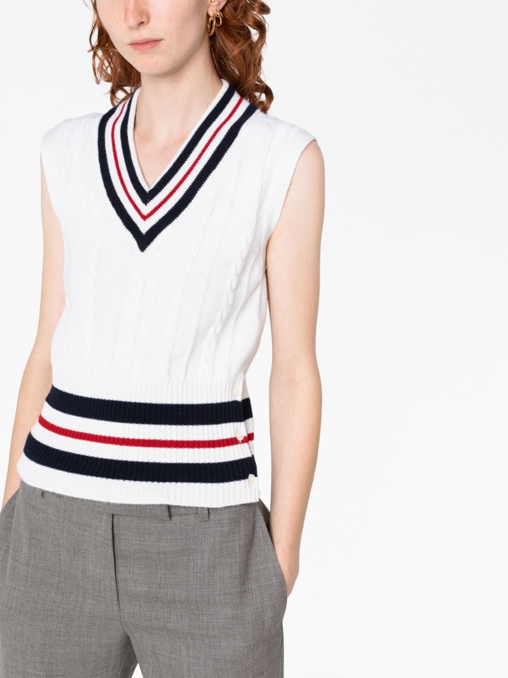 RWB-stripe cashmere top - 5