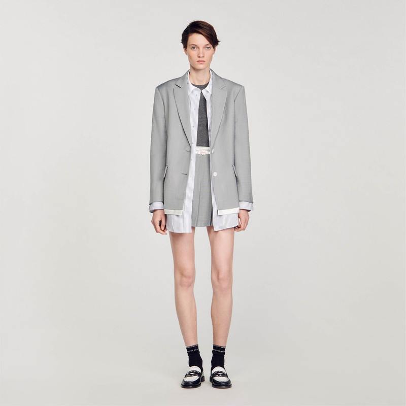 Sandro SATIN-EFFECT SUIT JACKET outlook