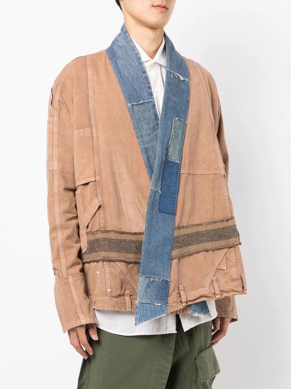 patchwork-design denim-trim jacket - 3