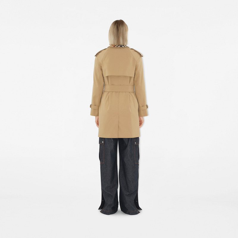 Short Detachable Collar Gabardine Trench Coat 4