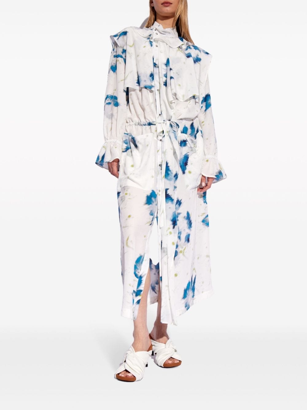 floral-print layered shirtdress - 3