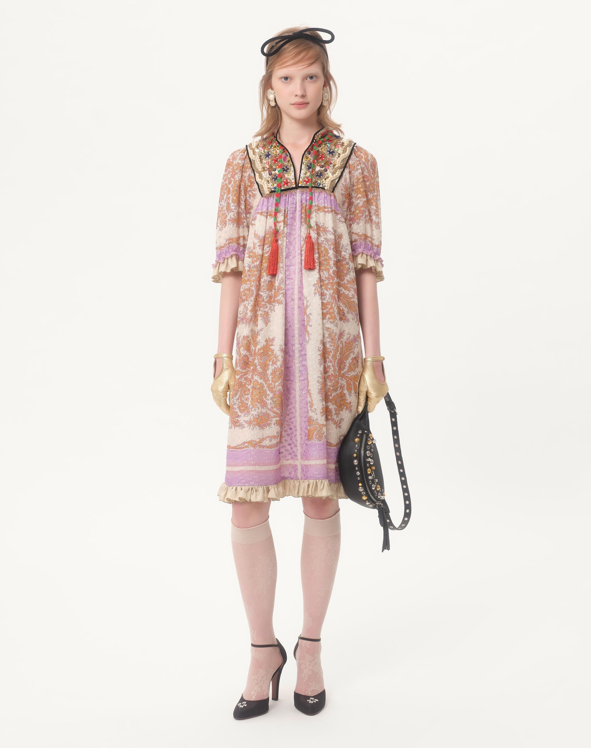 GEORGETTE LUREX DRESS WITH VOYAGE IMAGINAIRE PRINT - 2