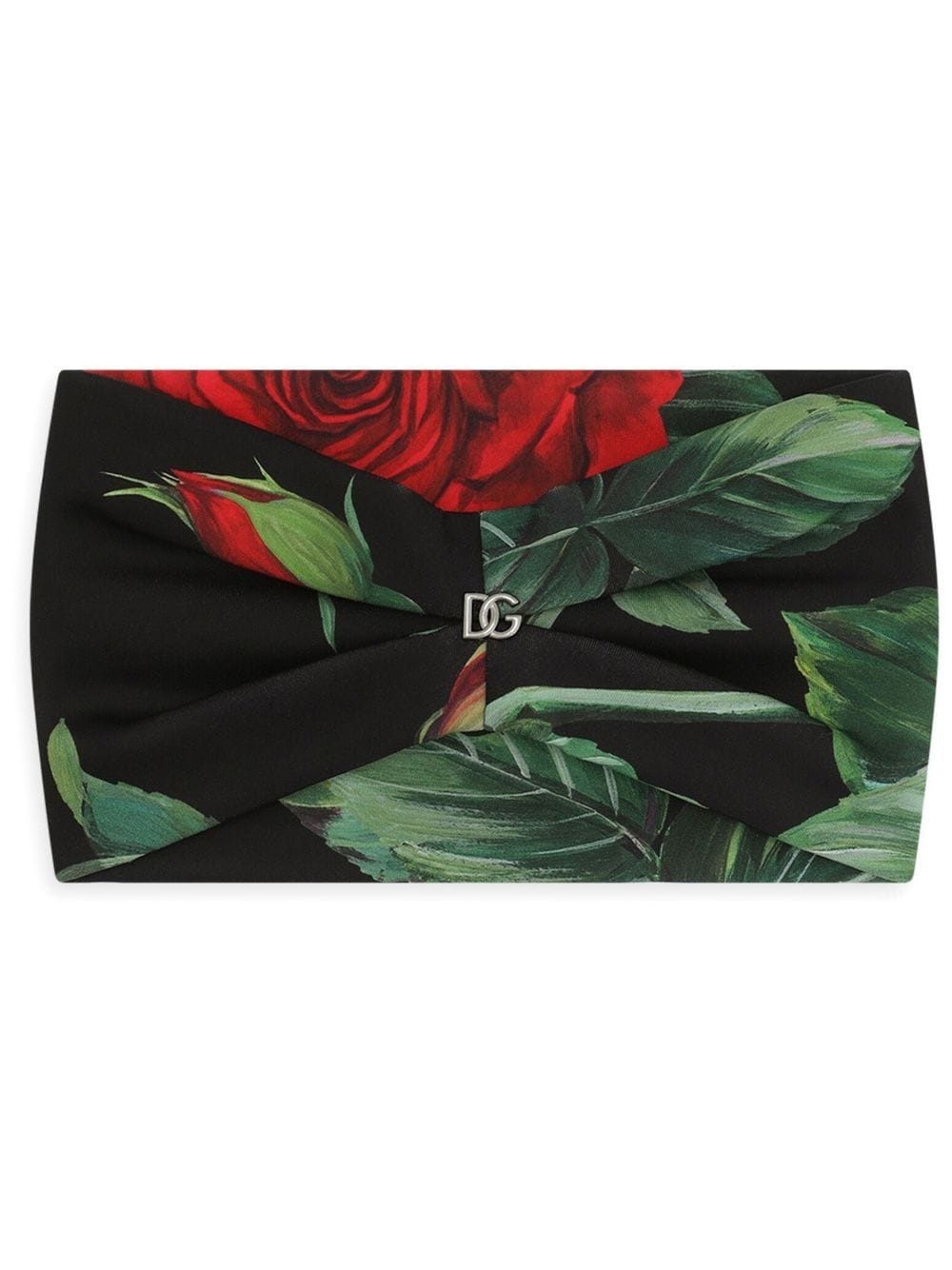 rose-print logo-plaque headband - 1