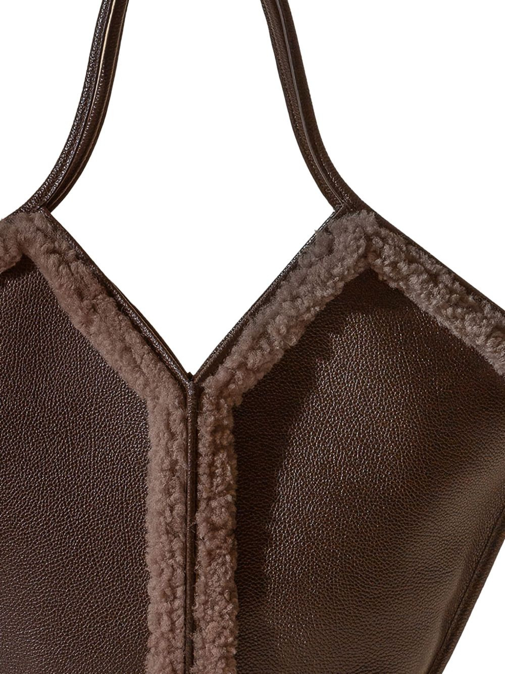 shearling-trimmed leather shoulder bag - 2
