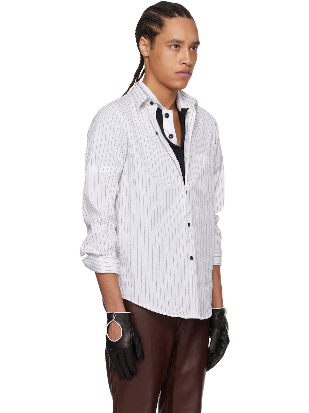 White & Black Pin Stripe Classic Shirt - 2