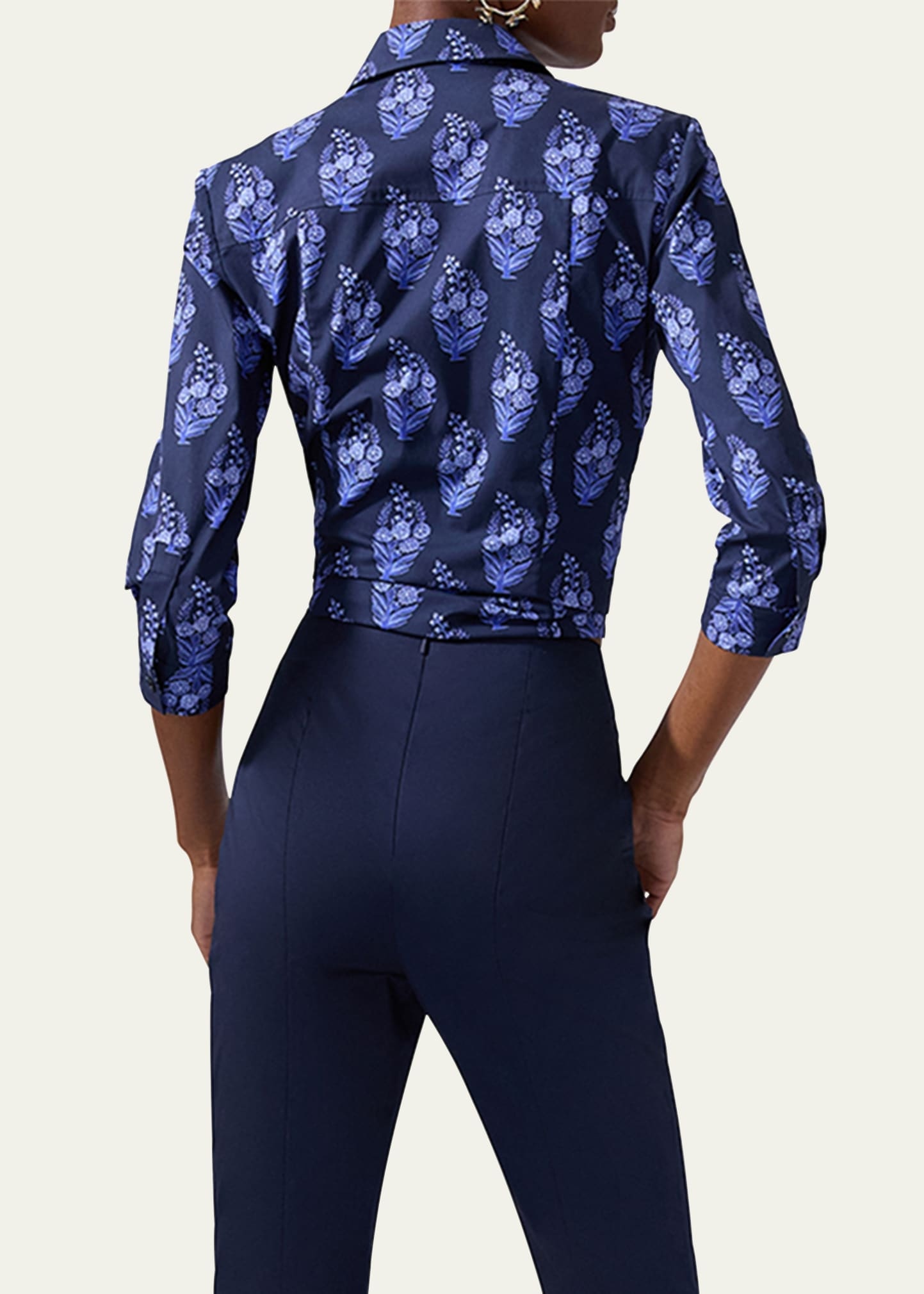 Bouquet-Print Button-Down Icon Blouse - 3