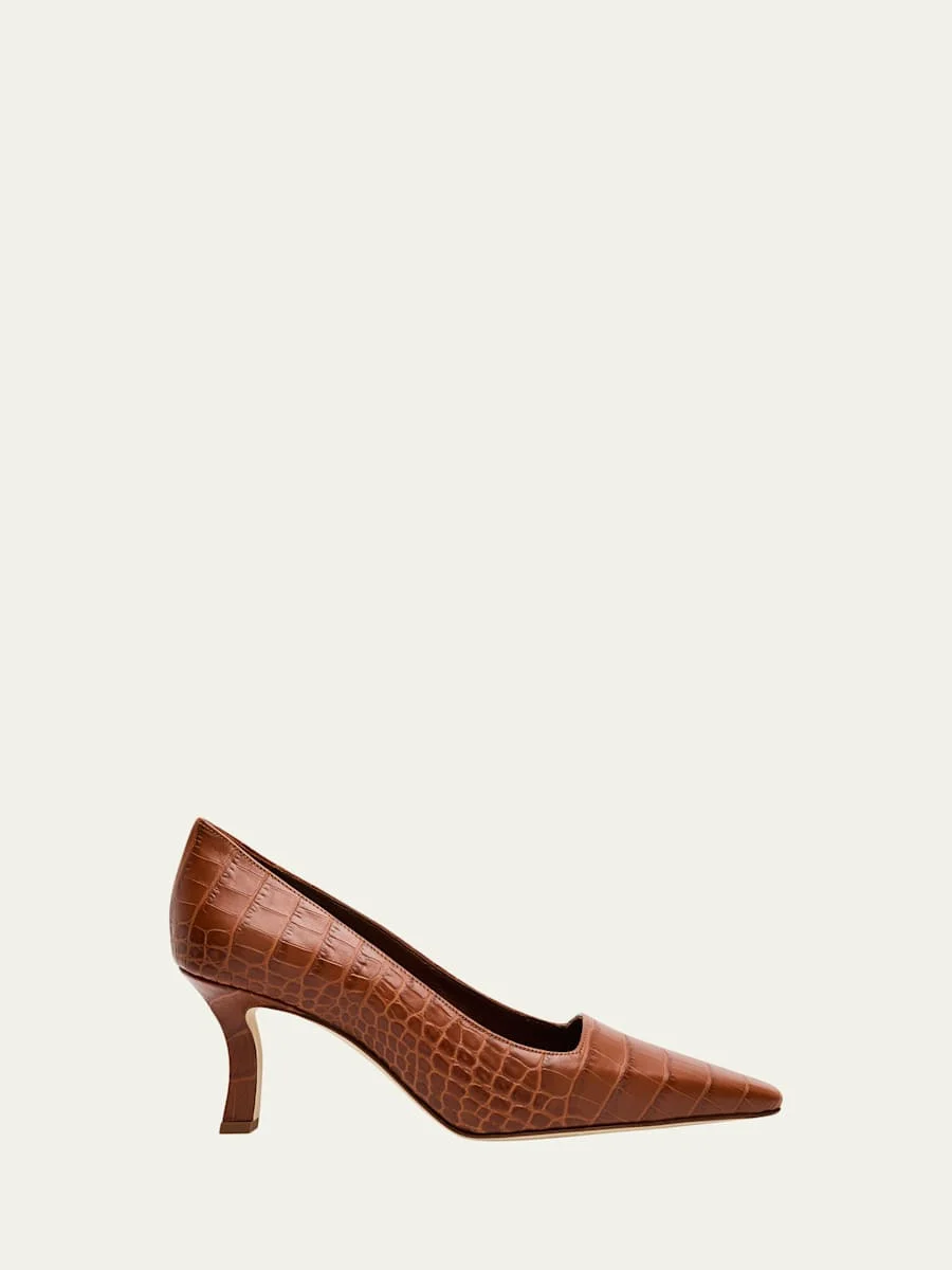 Moiralo Croc-Embossed Leather Pumps - 1