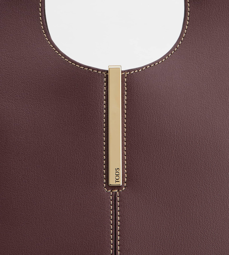 TOTE SHOPPING BAG IN LEATHER MINI - BURGUNDY 5