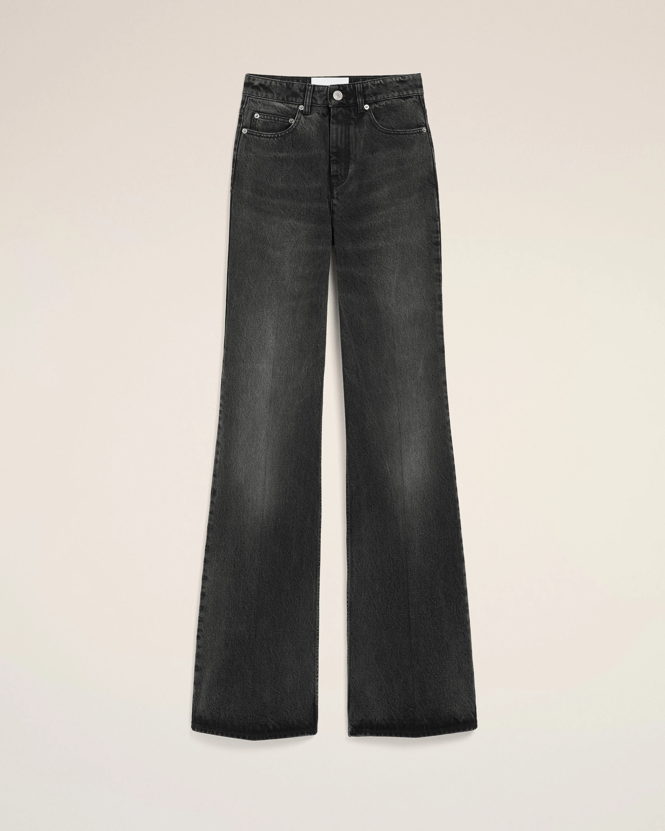BLACK COTTON FLARE FIT JEANS - 1