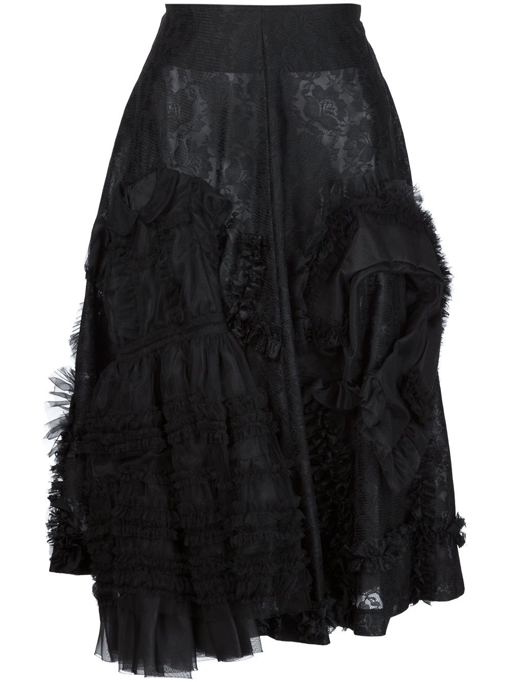 ruffled floral lace skirt - 1