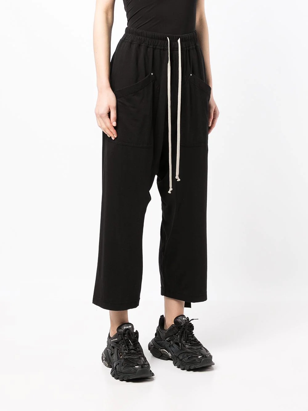 drawstring-waist cropped trousers - 3