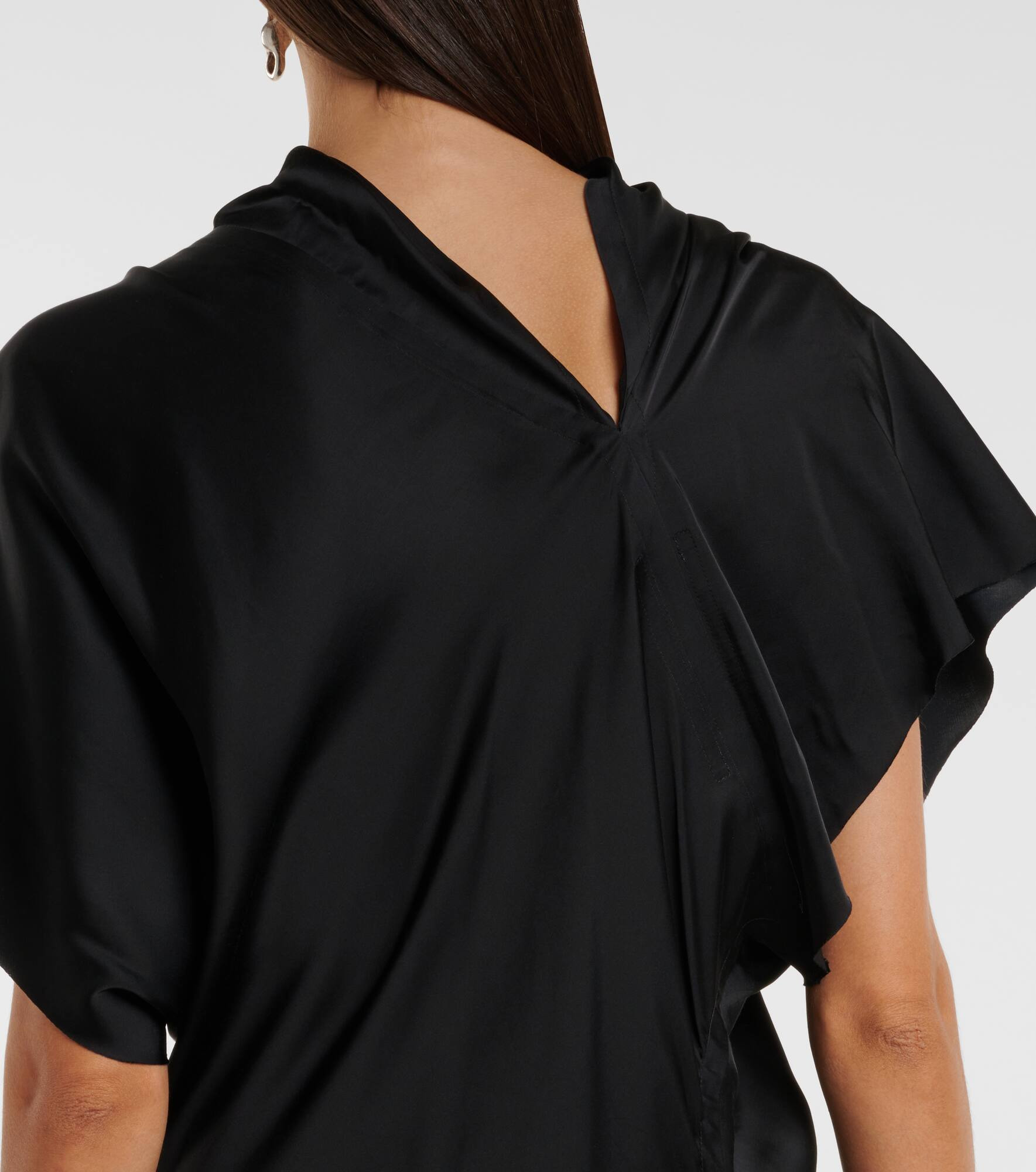 Seb draped charmeuse midi dress - 5