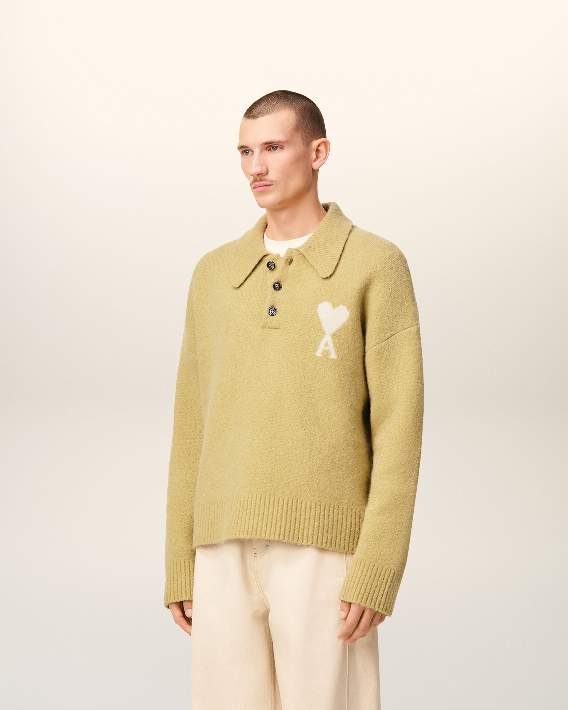 YELLOW ALPACA LONG  SLEEVES AMI DE COEUR POLO - 6