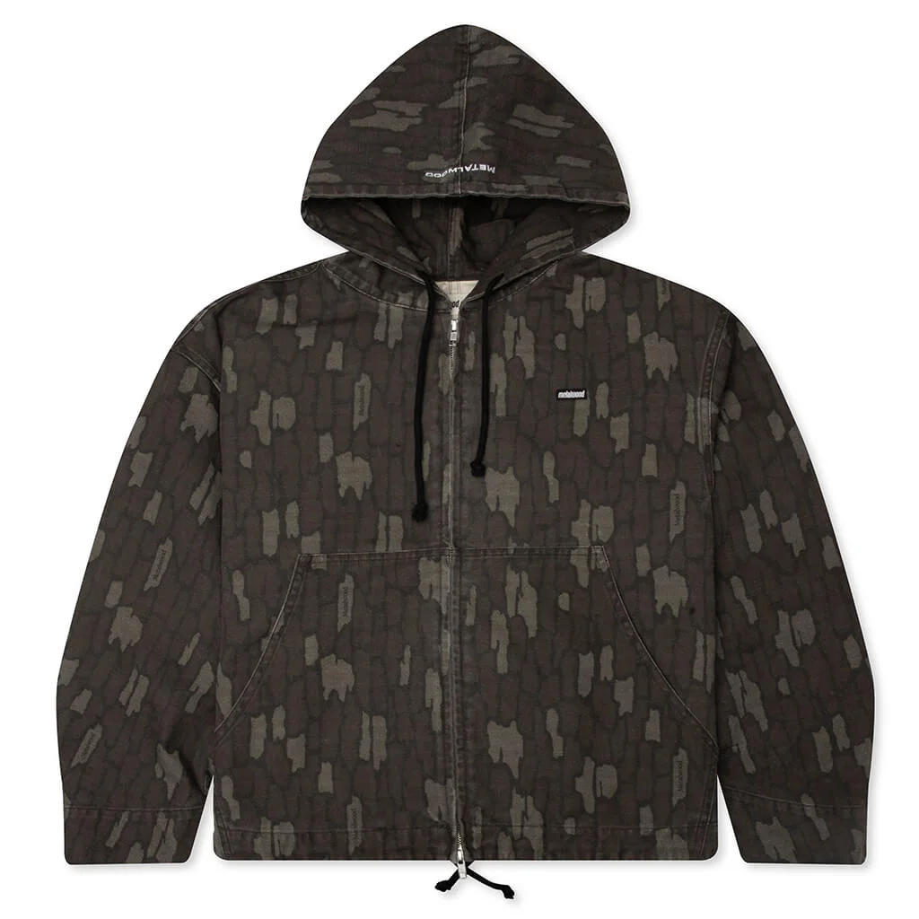 COTTON TWILL ZIP HOODIE - REAL BARK CAMO - 1
