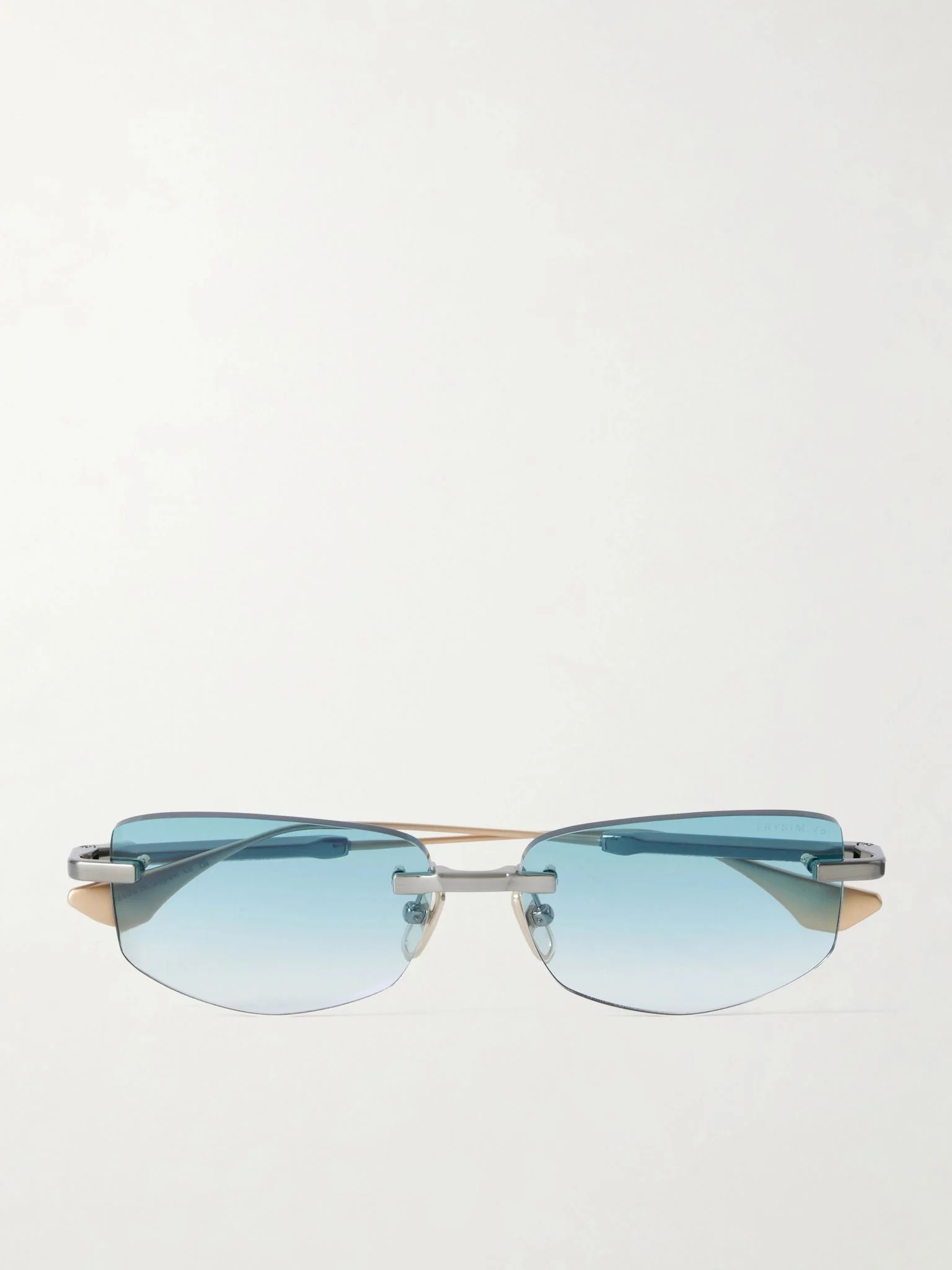 Trysim.75 Square-Frame Gold and Silver-Tone Titanium Sunglasses Silver - 1