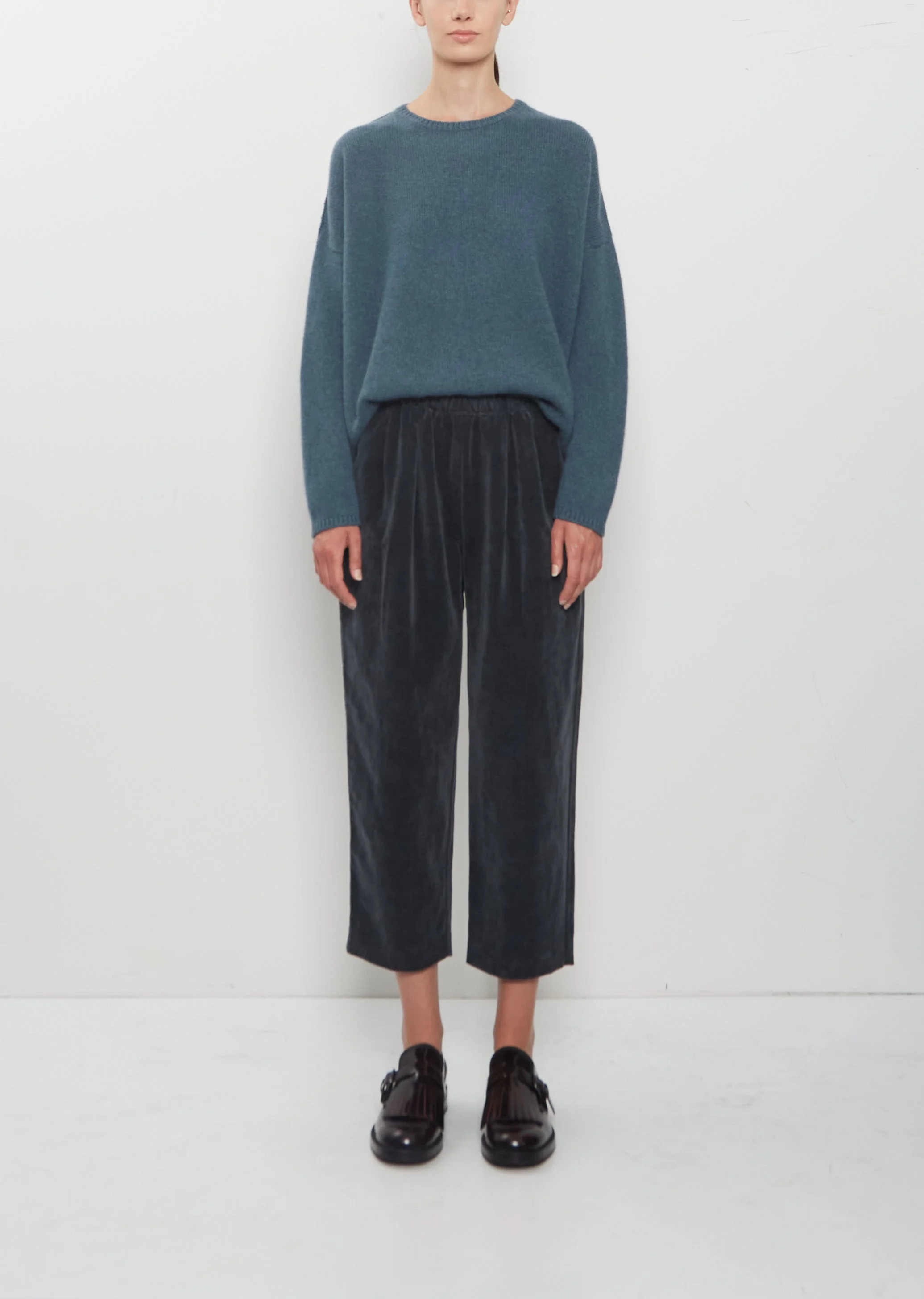 Pull-On Tapered Velvet Trousers - 1