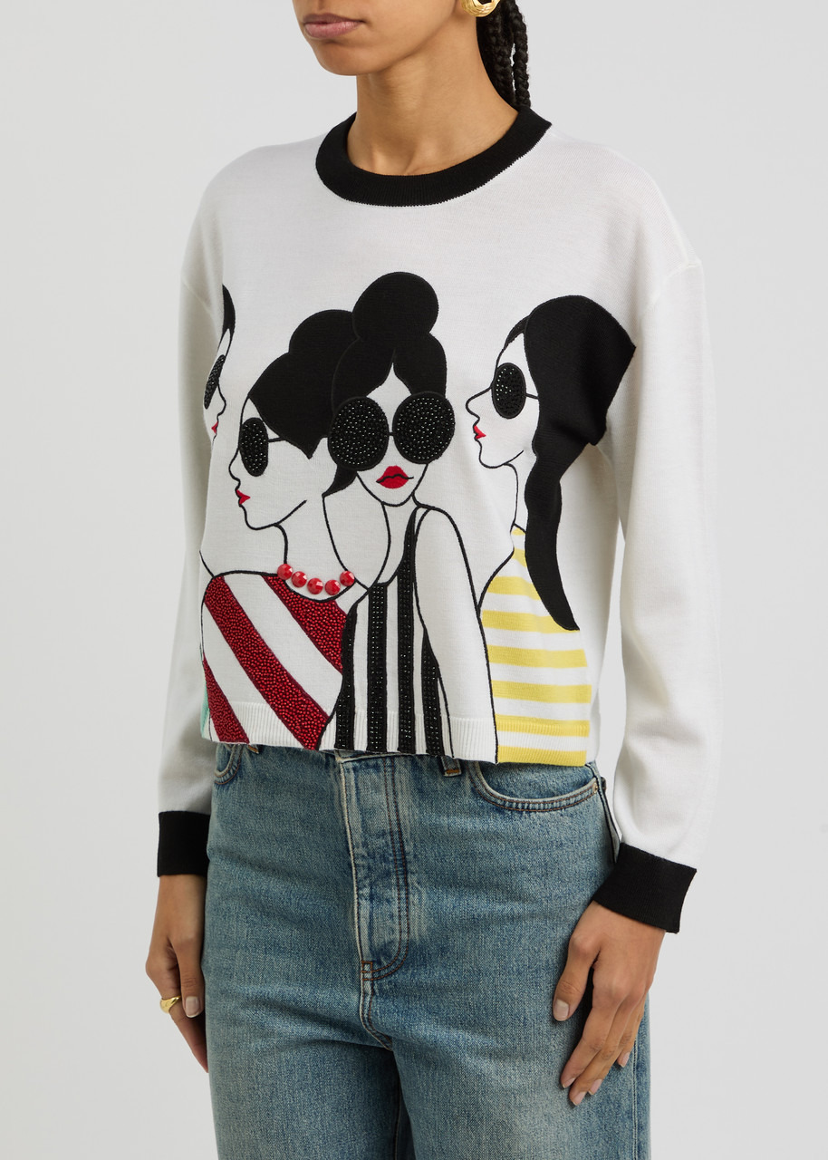 Alice + Olivia Gleeson Embellished Stretch-wool Jumper - 2