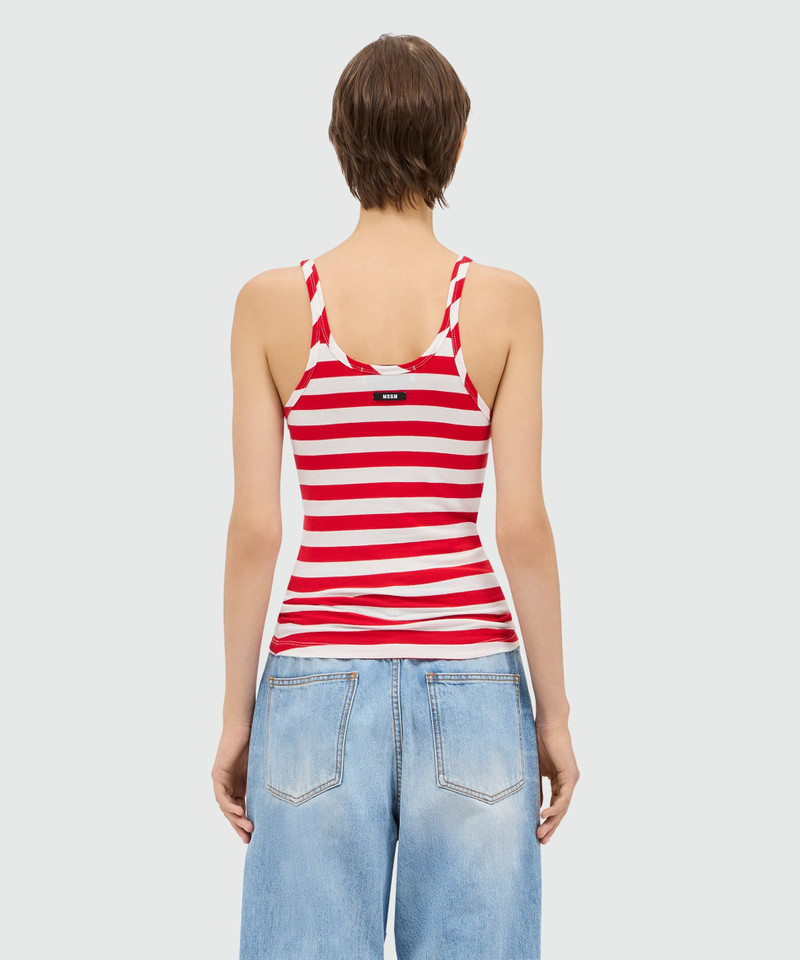 MSGM White and red striped jersey top. outlook
