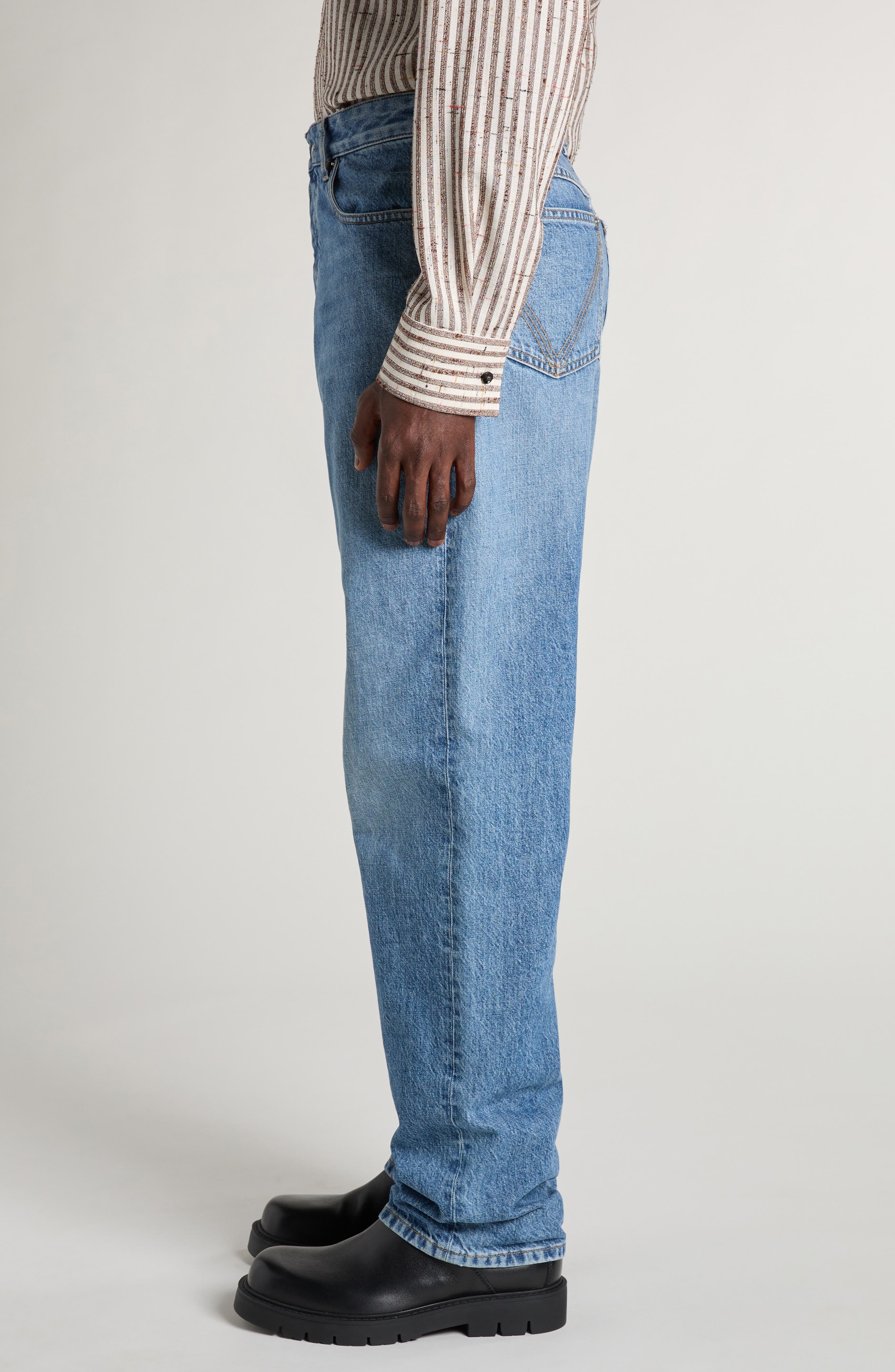 Bottega Veneta Straight Leg Jeans in 4715 Mid Blue at Nordstrom - 4