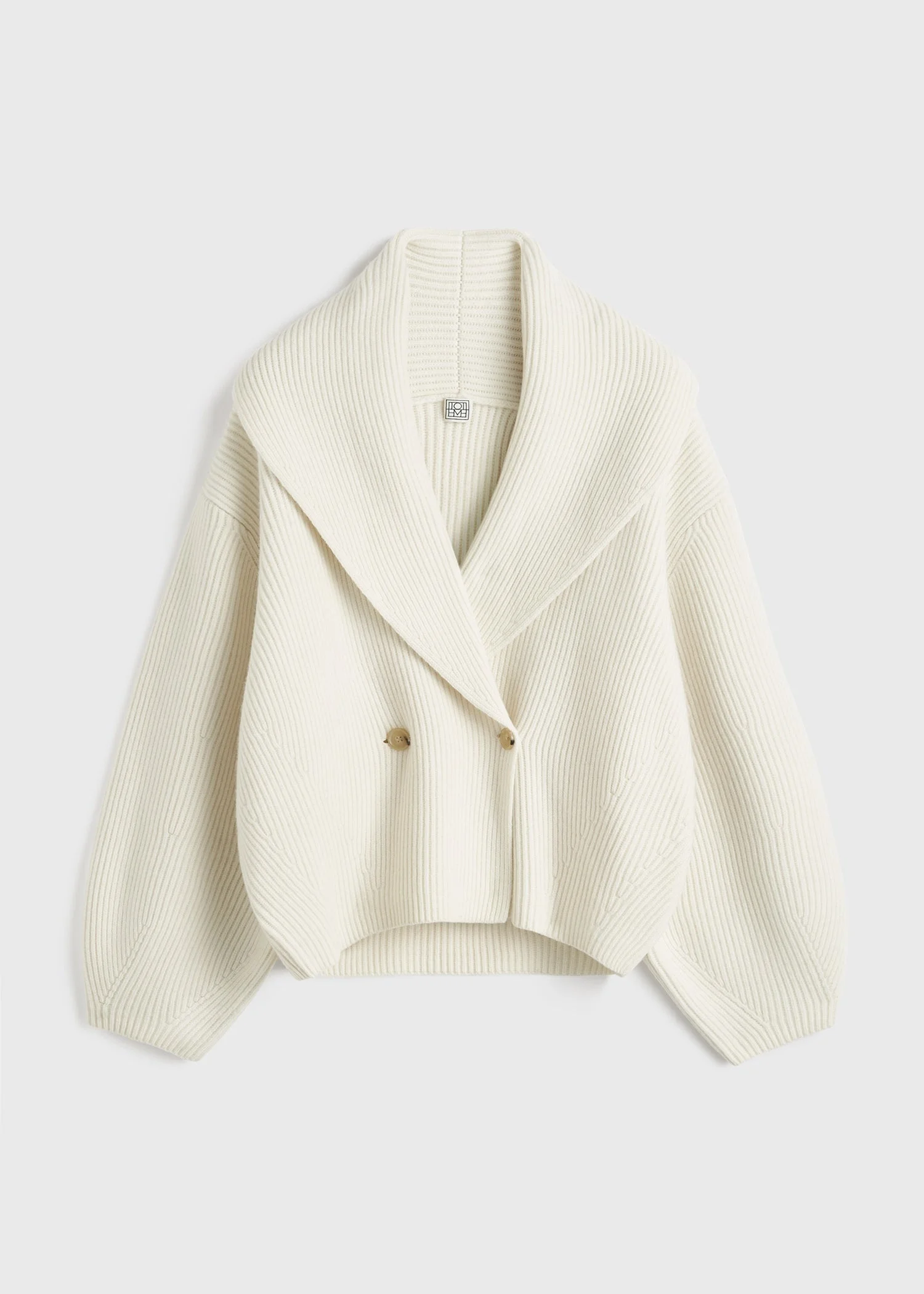 Shawl-lapel cardigan milk - 1