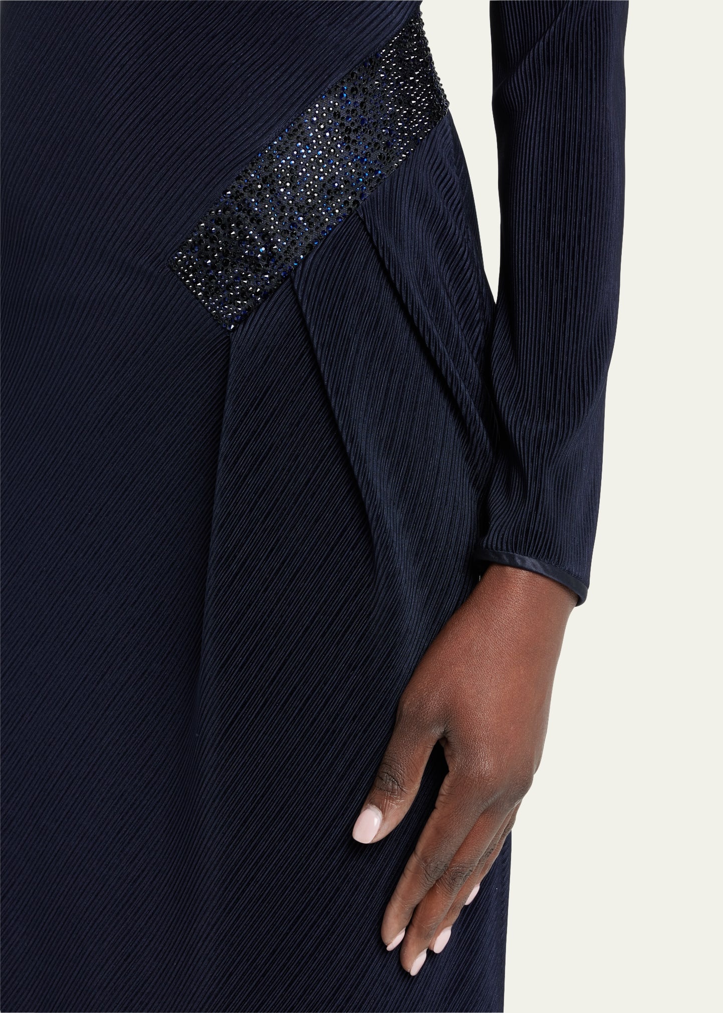 Jersey Dress w/ Beaded Hip Detail - 5