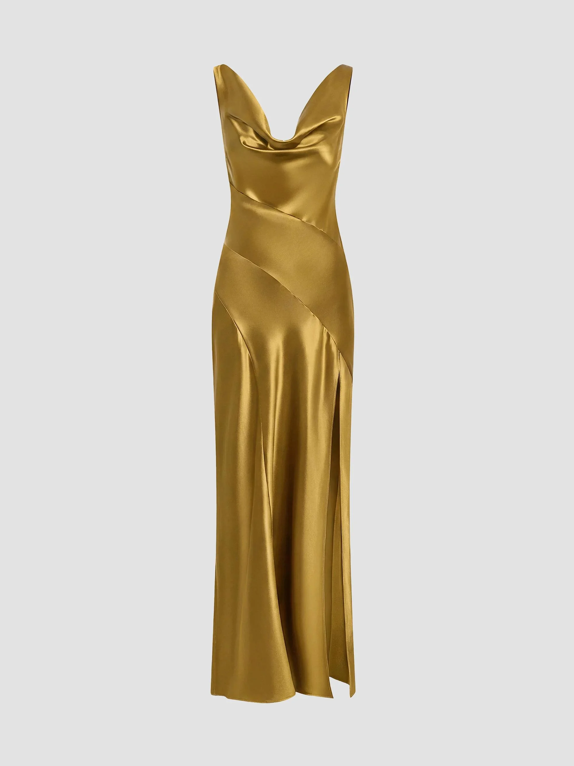 Women's Alfina Satin Cowlneck Gown - Celadon - 1