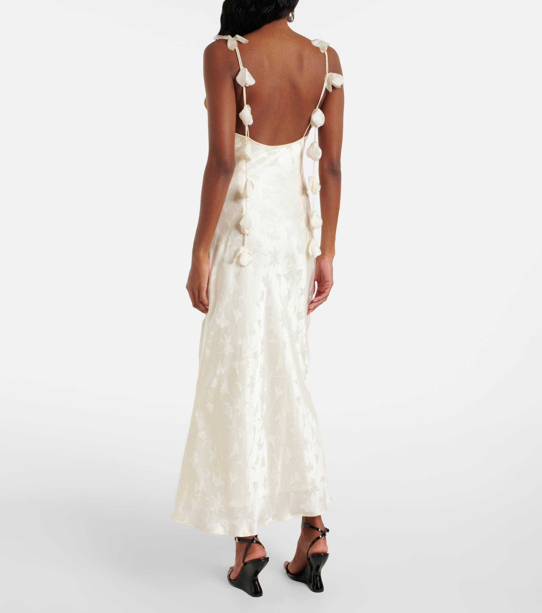 Bridal silk satin jacquard midi dress - 3